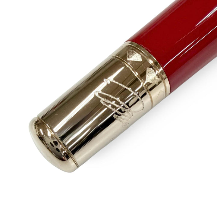 極美品△MONTBLANC モンブラン ミューズ マリリン モンロー ペン先 Au585 14K Fニブ パール付き 万年筆 レッド ゴールド ドイツ製 メンズ