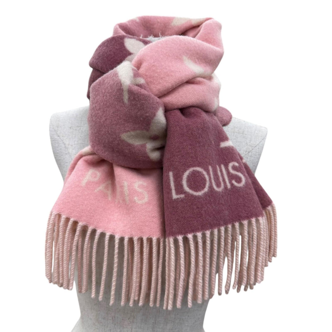美品☆LOUIS VUITTON ルイヴィトン 2022年製 M77375 マフラー レイキャビック グラディエント カシミヤ100％ ローズグレール 正規品