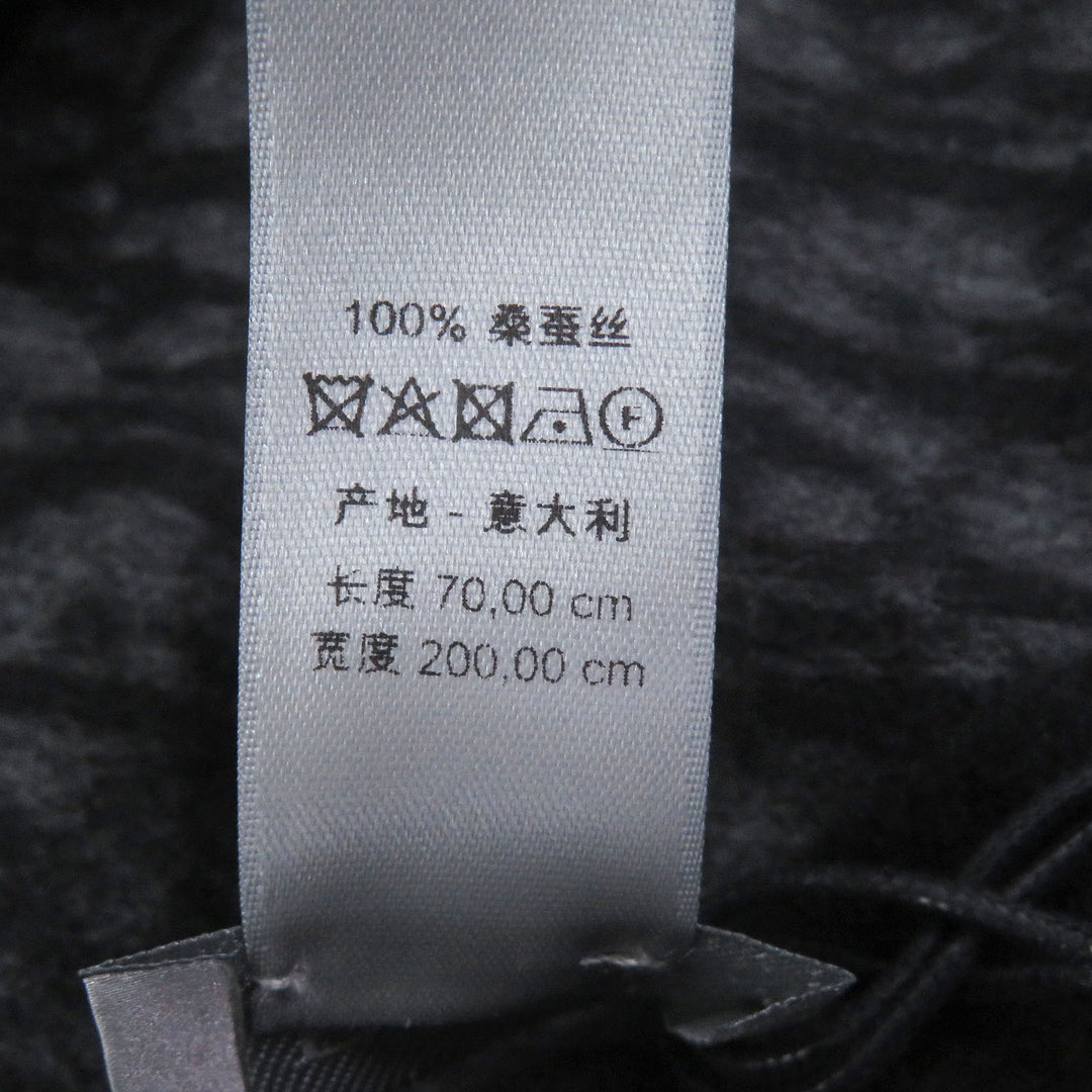 未使用品□DIOR ディオール オム 93E0013A0168 シルク100％ オブリーク ロゴ総柄 大判ショール フリンジマフラー グレー イタリア製