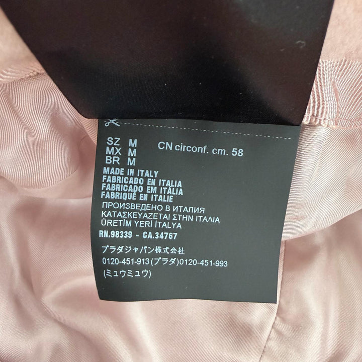 美品☆PRADA プラダ 1HC137 シープスキンファー トライアングルロゴプレート バケットハット ピンク M イタリア製 正規品 レディース