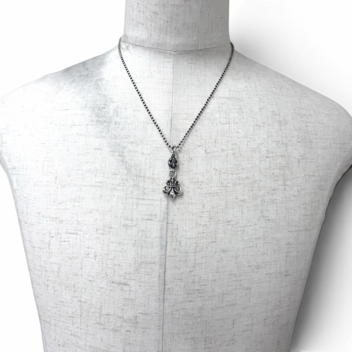 美品□CHROME HEARTS クロムハーツ 1BALL BS FLEUR SV925 1ボール BSフレア 20inch ネックレス ペンダントシルバー 重量18g メンズ