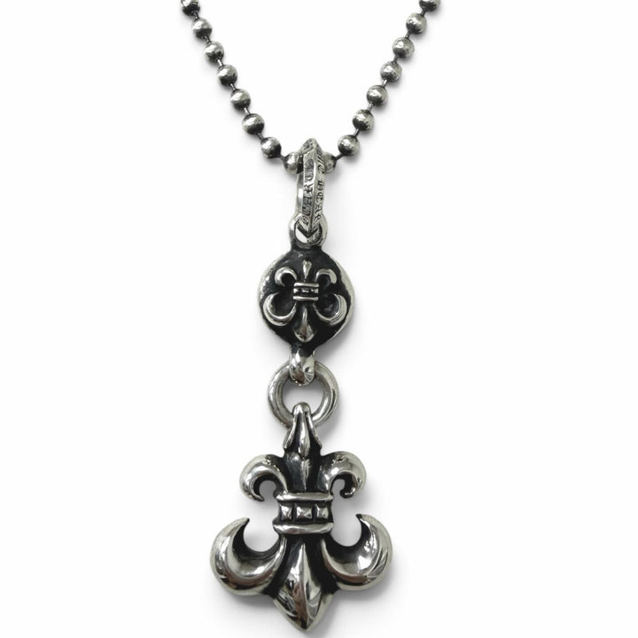 美品□CHROME HEARTS クロムハーツ 1BALL BS FLEUR SV925 1ボール BSフレア 20inch ネックレス ペンダントシルバー 重量18g メンズ