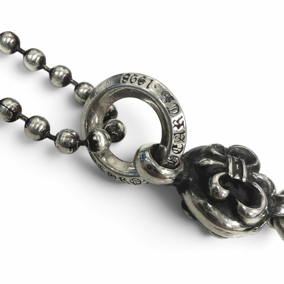 美品□CHROME HEARTS クロムハーツ 1BALL BS FLEUR SV925 1ボール BSフレア 20inch ネックレス ペンダントシルバー 重量18g メンズ