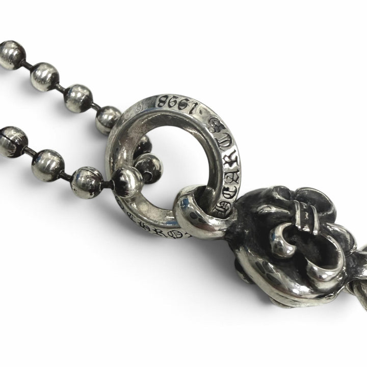 美品□CHROME HEARTS クロムハーツ 1BALL BS FLEUR SV925 1ボール BSフレア 20inch ネックレス ペンダントシルバー 重量18g メンズ