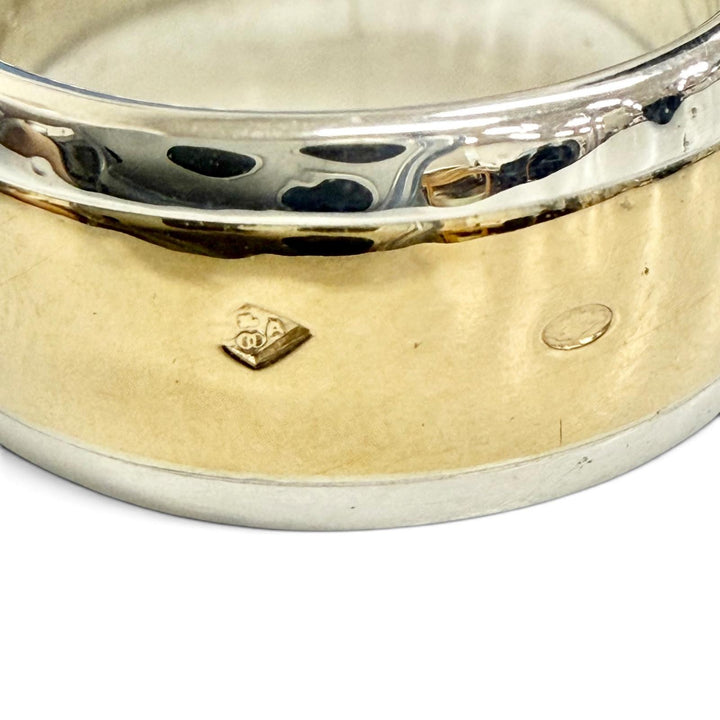 美品△HERMES エルメス AU750 AG925 Hロゴ リング 指輪 アクセサリー ゴールド シルバー 48 （JP8号） 重量8.1g レディース
