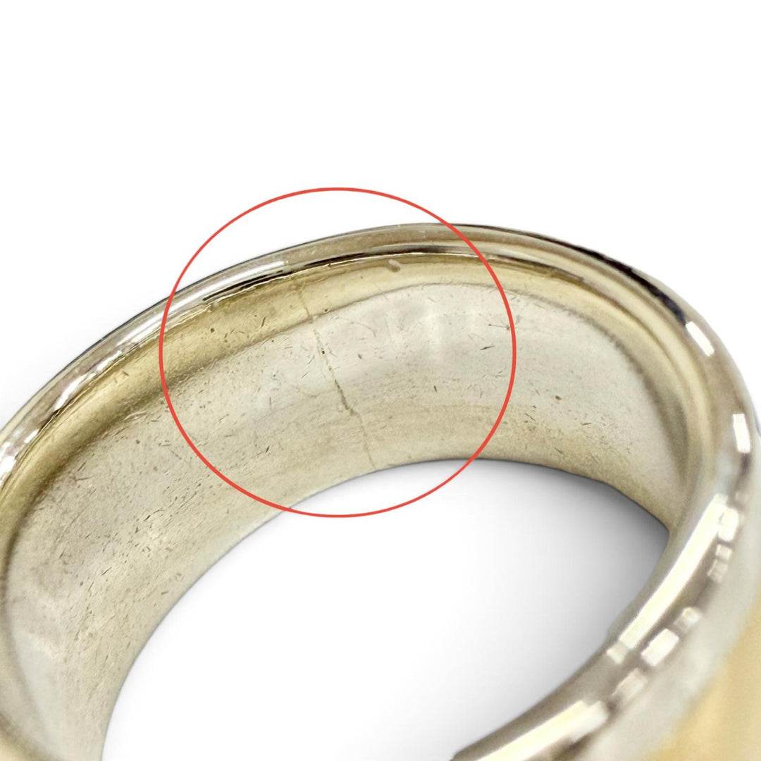 美品△HERMES エルメス AU750 AG925 Hロゴ リング 指輪 アクセサリー ゴールド シルバー 48 （JP8号） 重量8.1g レディース