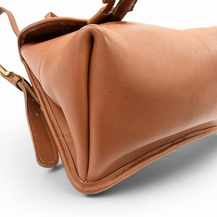 美品◇COACH コーチ ヴィンテージ 9960 グローブレザー ロゴチャーム付き リュックサック デイパック ブラウン ゴールド金具 レディース