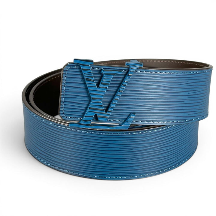 未使用品▲LOUIS VUITTON ルイヴィトン サンチュール LVイニシアル 40MM エピレザー ベルト ブルー ブラウン スペイン製 箱・保存袋付き