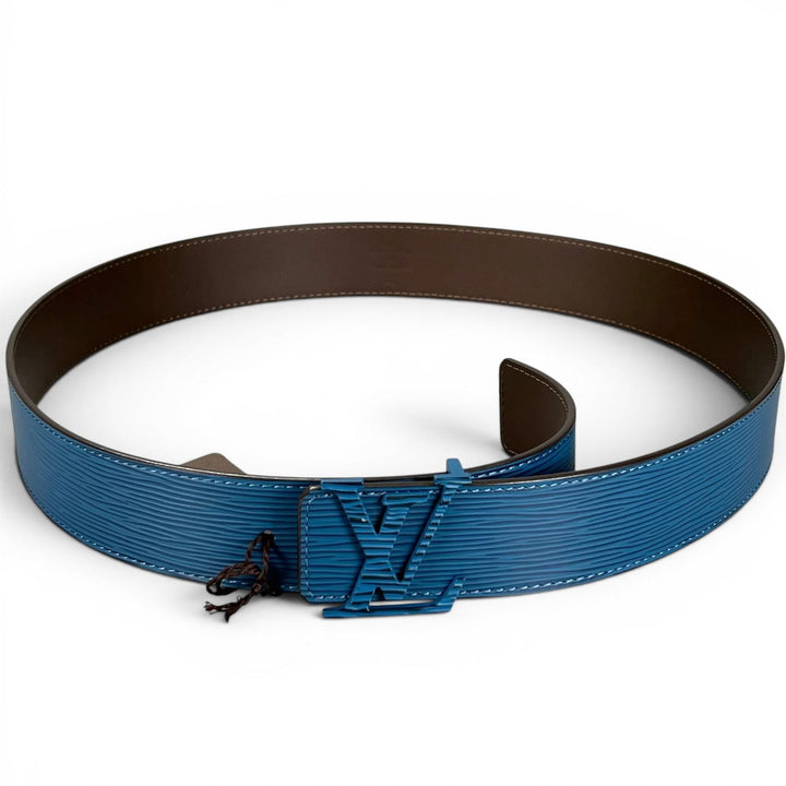 未使用品▲LOUIS VUITTON ルイヴィトン サンチュール LVイニシアル 40MM エピレザー ベルト ブルー ブラウン スペイン製 箱・保存袋付き