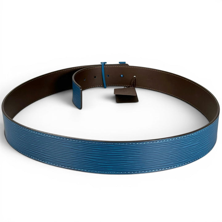 未使用品▲LOUIS VUITTON ルイヴィトン サンチュール LVイニシアル 40MM エピレザー ベルト ブルー ブラウン スペイン製 箱・保存袋付き