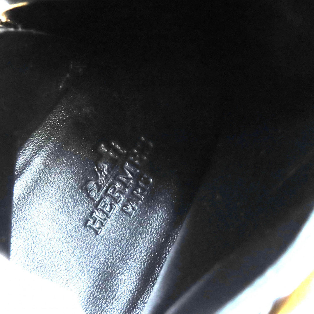 美品△HERMES エルメス ジル 60 グレナンバックル サイドジップ レザー ヒールショートブーツ ブラック 36.5 保存袋付き 伊製 レディース