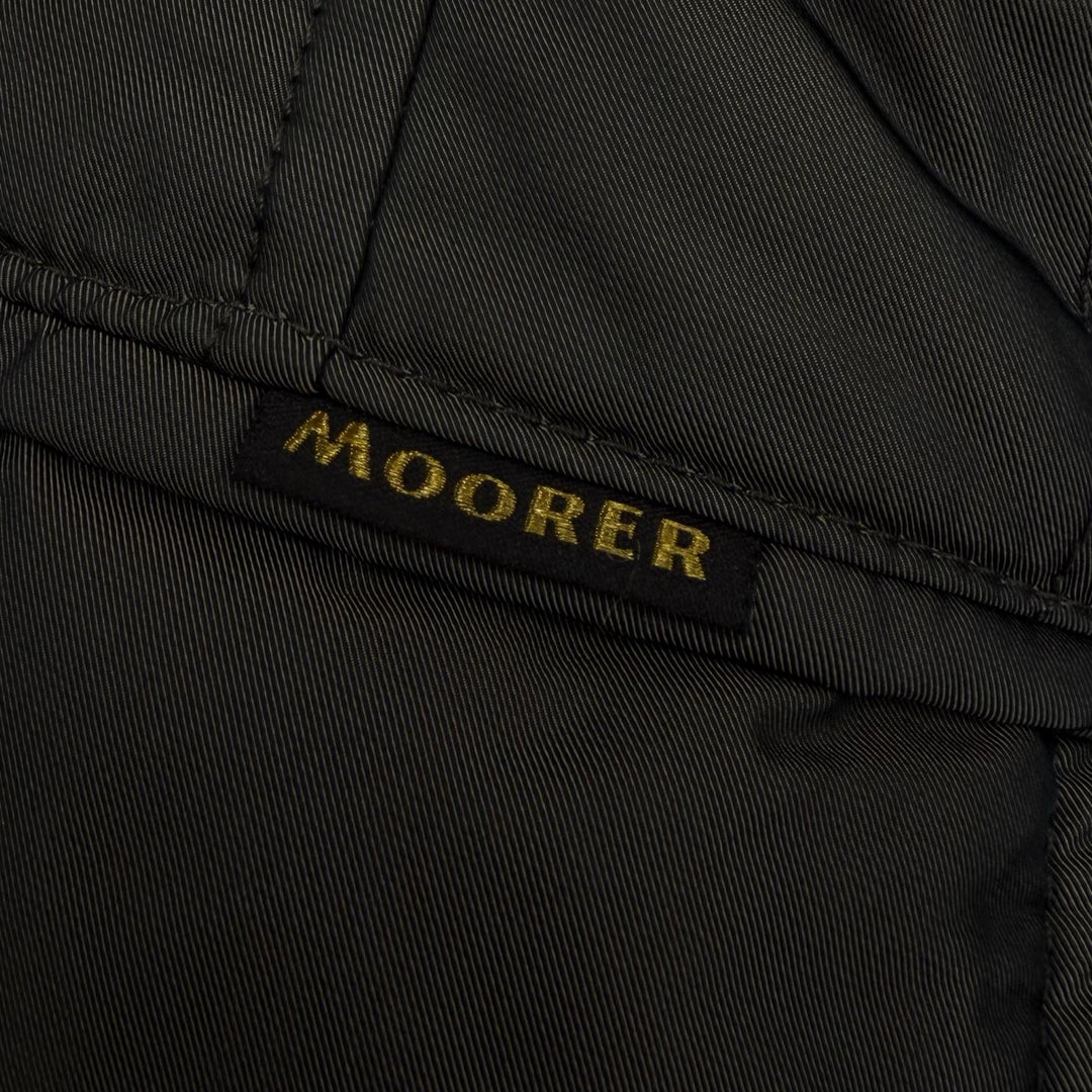 極美品▼MOORER ムーレー MORRIS モリス 襟ファー ロゴ入りボタン ダブルブレスト WZIPUP ダウンコート ダークブラウン 48 メンズ