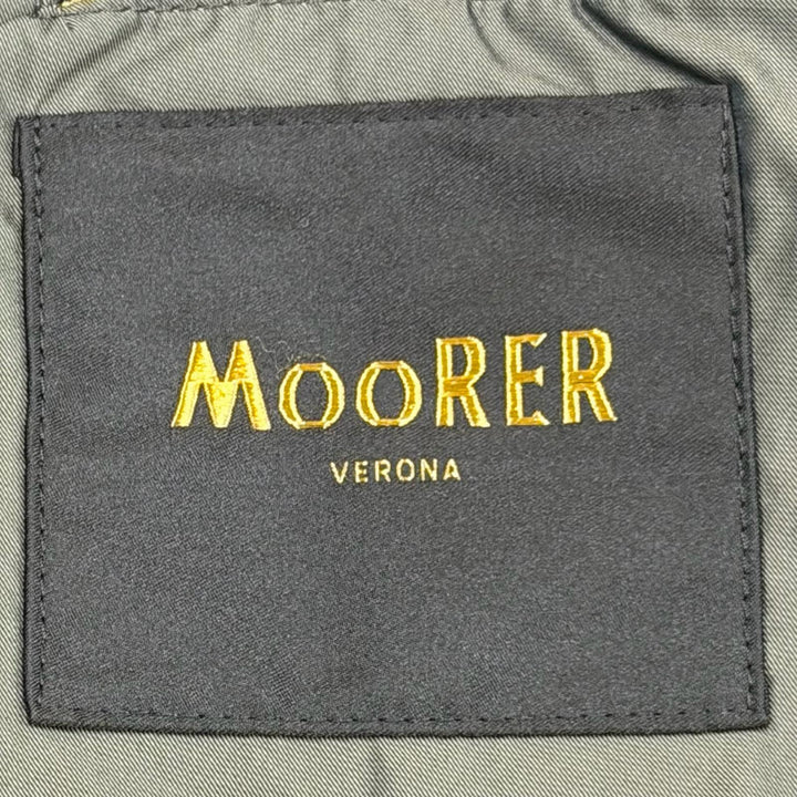 極美品▼MOORER ムーレー MORRIS モリス 襟ファー ロゴ入りボタン ダブルブレスト WZIPUP ダウンコート ダークブラウン 48 メンズ