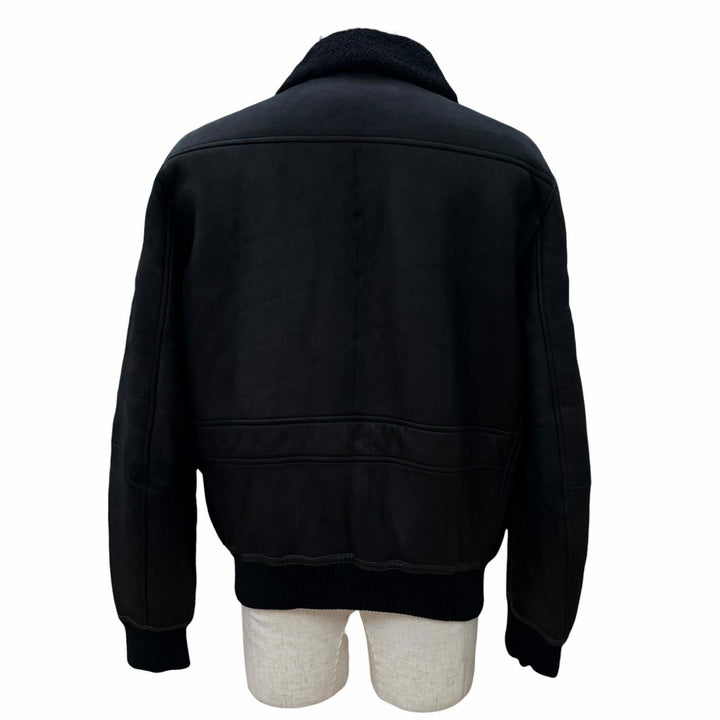 美品▼HERMES エルメス 24AW H443400HF0250 セリエボタン ダブルジップアップ ムートンジャケット ブラック 50 フランス製 メンズ