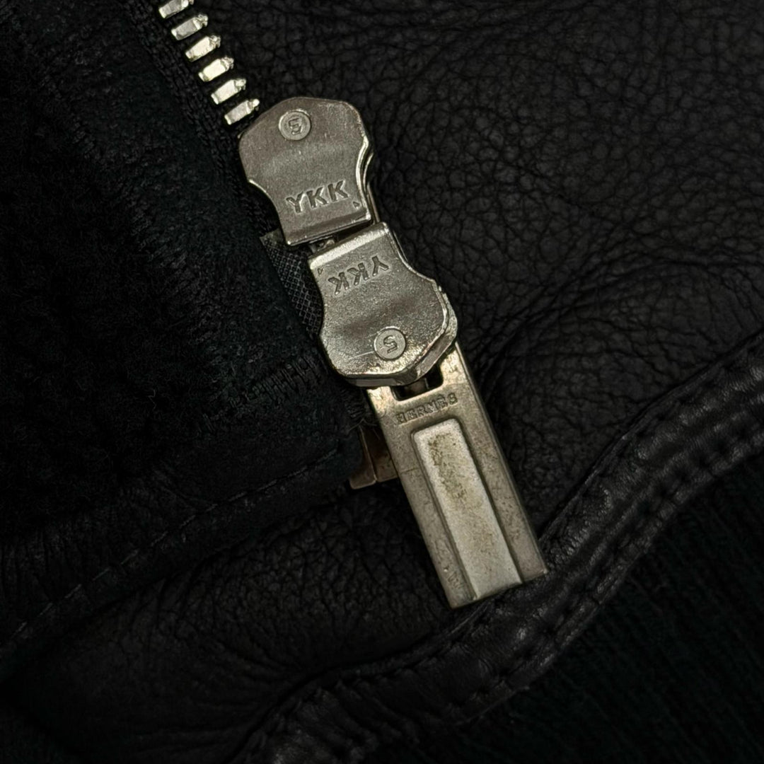 美品▼HERMES エルメス 24AW H443400HF0250 セリエボタン ダブルジップアップ ムートンジャケット ブラック 50 フランス製 メンズ