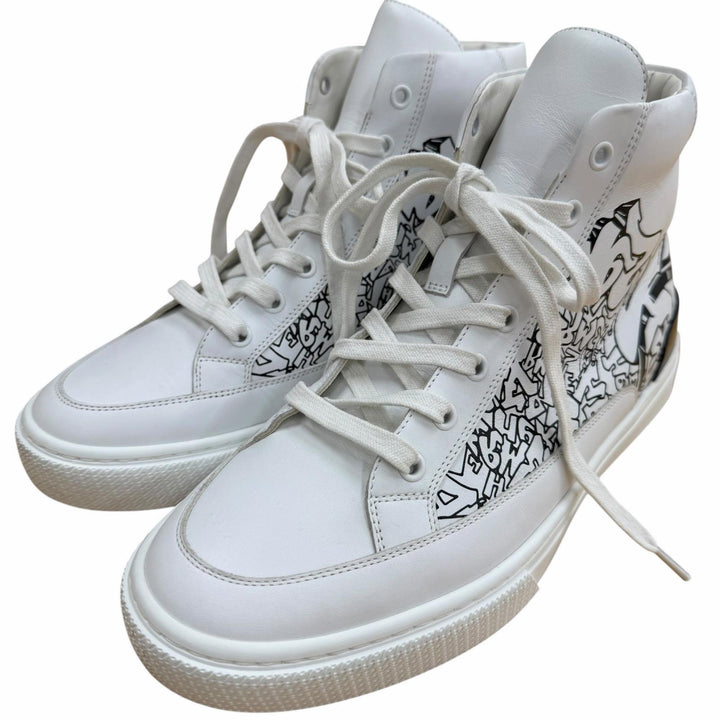 極美品▼HERMES エルメス 221906 グラフィティ DISTRICT ディストリクト レザー ハイカットスニーカー ホワイト 41 イタリア製 メンズ