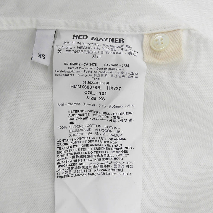 極美品▲HED MAYNER ヘドメイナー HMMX60078R コットン100％ ロゴ刺繍 バックボタン ロングスリーブ 長袖シャツ ホワイト XS メンズ