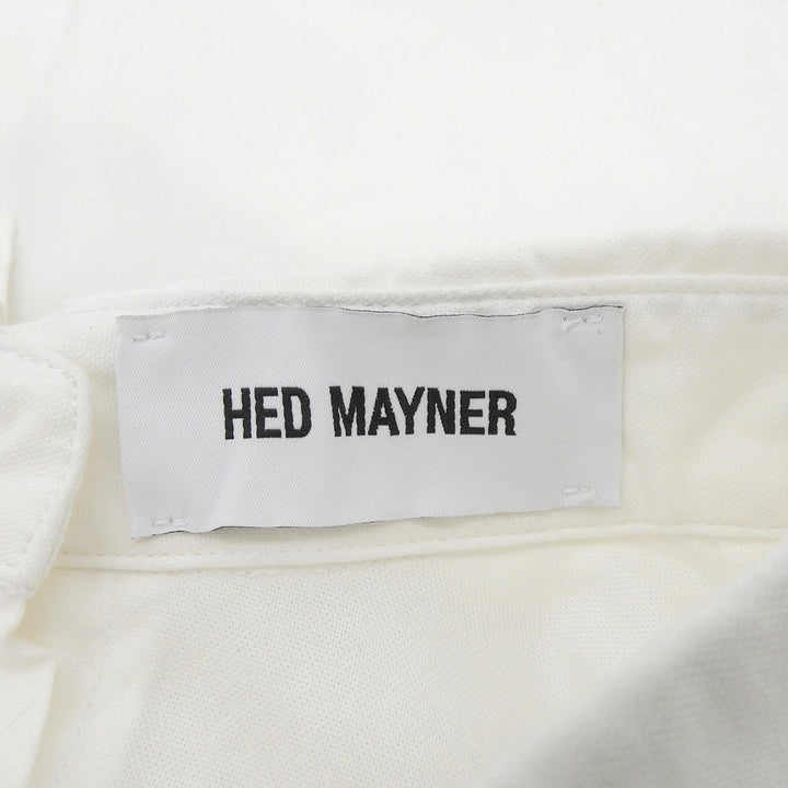 極美品▲HED MAYNER ヘドメイナー HMMX60078R コットン100％ ロゴ刺繍 バックボタン ロングスリーブ 長袖シャツ ホワイト XS メンズ