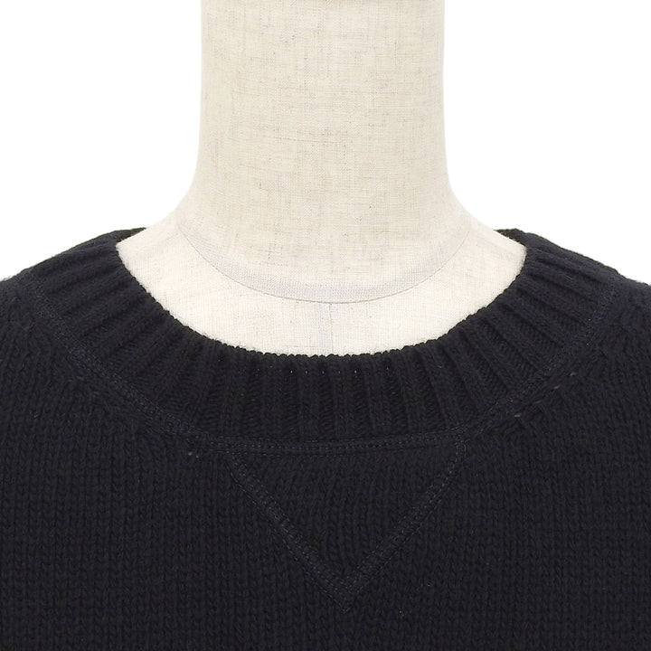 美品▲PRADA プラダ 2023年製 P2461V ウール カシミヤ クルーネック ロゴニット セーター ブラック ホワイト 40 伊製 正規品 レディース