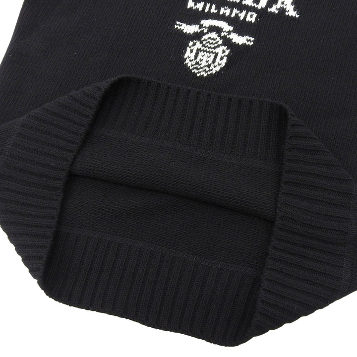 美品▲PRADA プラダ 2023年製 P2461V ウール カシミヤ クルーネック ロゴニット セーター ブラック ホワイト 40 伊製 正規品 レディース