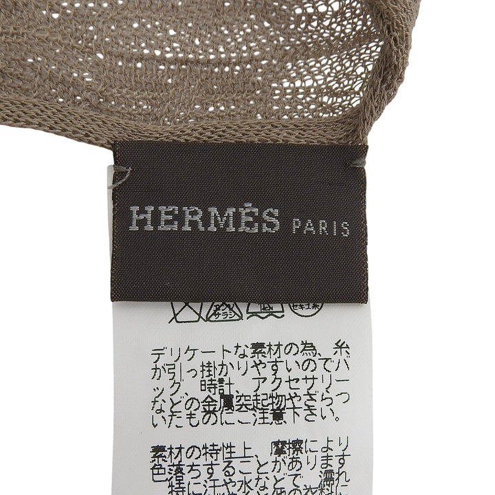 美品▲HERMES エルメス コットン100％ 総H柄編み マフラー ショール ストール ブラウン系 フランス製 正規品 レディース 箱付き