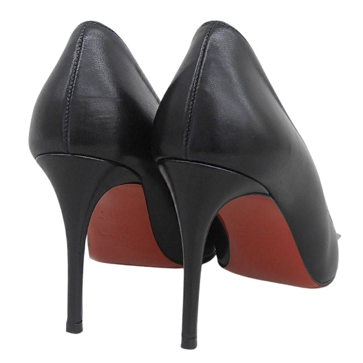 美品▲Christian Louboutin クリスチャンルブタン SPIKY SHELL スタッズ付 レザー パンプス ブラック 36.5 伊製 レディース 箱・保存袋付