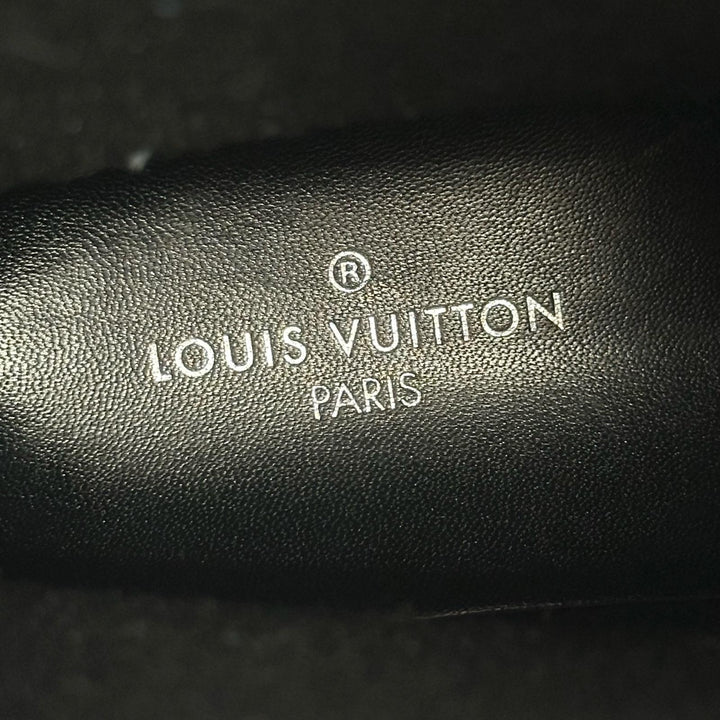 極美品▲LOUIS VUITTON ルイヴィトン ドロップス・ライン ラバー モノグラム レイン ブーツ ブラック 38 イタリア製 レディース 保存袋付き