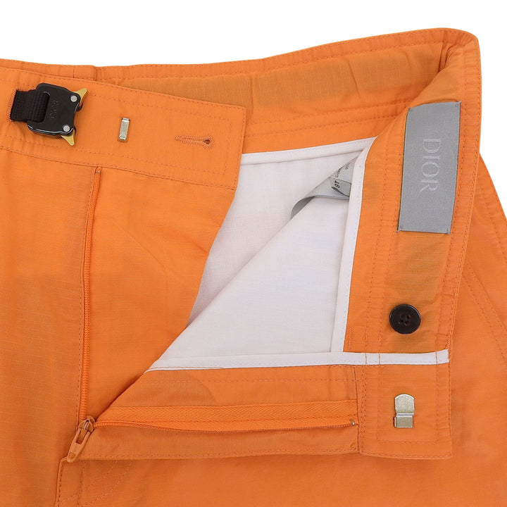 極美品▲DIOR ディオール 293C179A4717 ロゴパッチ ベルトデザイン ハーフパンツ ショートパンツ オレンジ 48 イタリア製 正規品 メンズ
