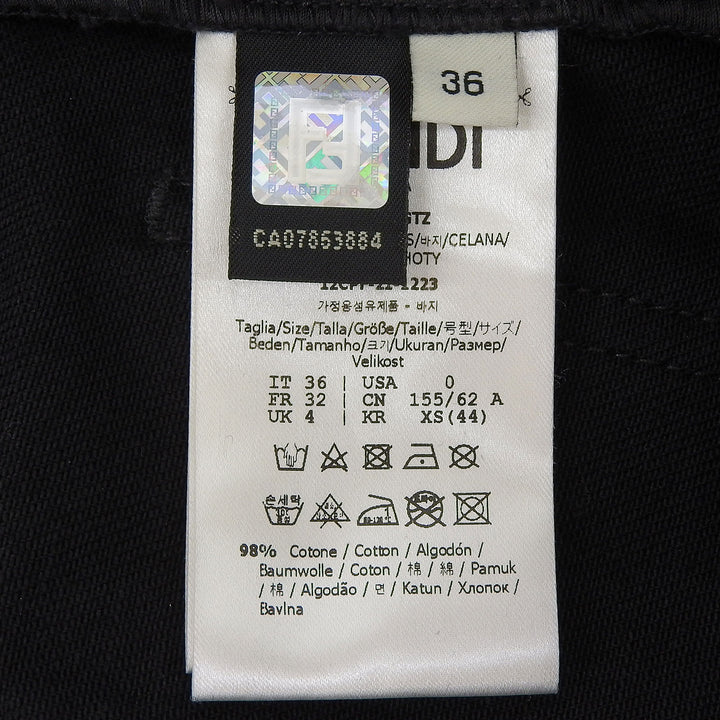 極美品▲FENDI フェンディ 2021年製 FLP631 コットン FFカリグラフィ ハイウエスト デニムパンツ 黒 36 イタリア製 正規品 レディース