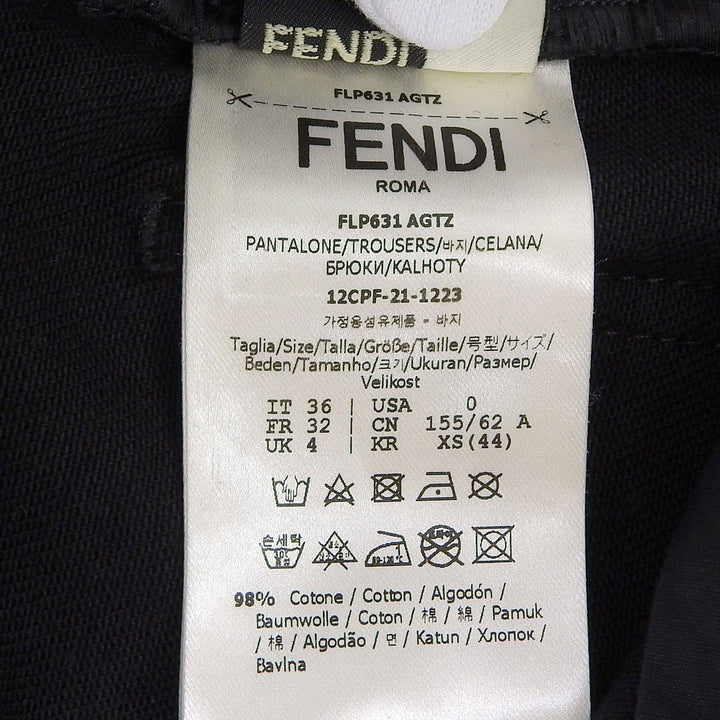 極美品▲FENDI フェンディ 2021年製 FLP631 コットン FFカリグラフィ ハイウエスト デニムパンツ 黒 36 イタリア製 正規品 レディース