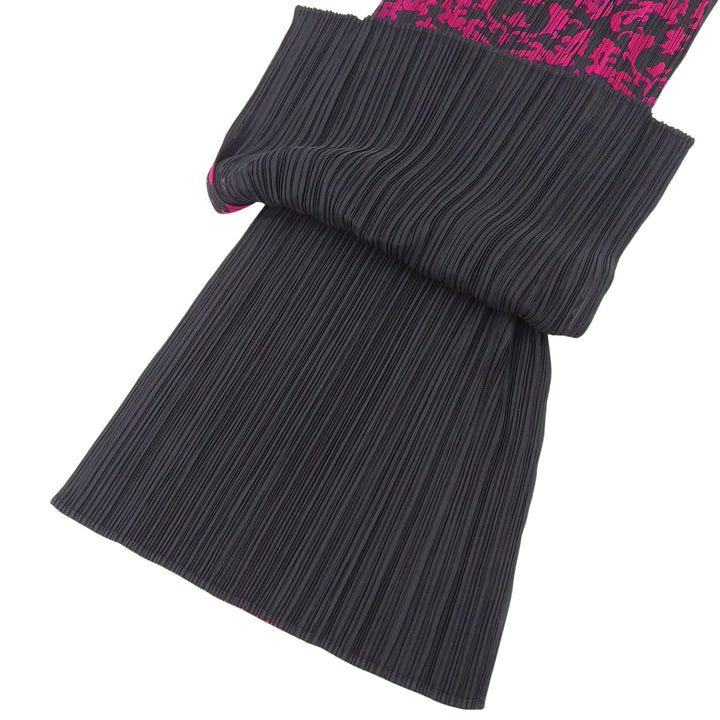 極美品▲PLEATS PLEASE プリーツプリーズ イッセイミヤケ PP53-JK743 ノースリ ワンピース ブラック ピンク 3 日本製 正規品 レディース