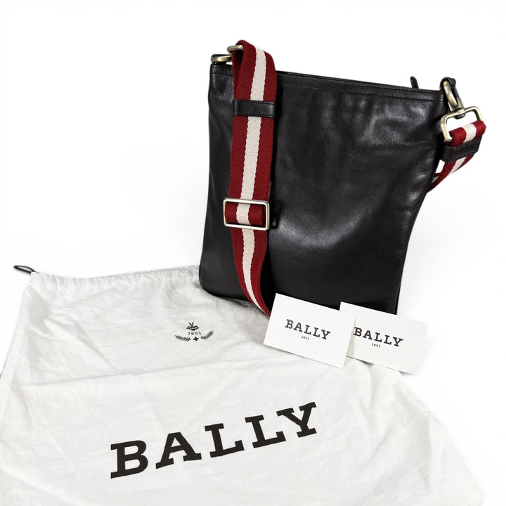 美品▲BALLY バリー TAISTINO カーフレザー トレインスポッティング ショルダーバッグ ダークブラウン スイス製 メンズ 保存袋付き