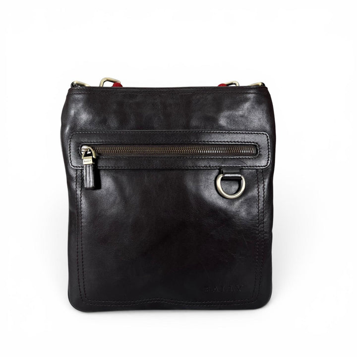 美品▲BALLY バリー TAISTINO カーフレザー トレインスポッティング ショルダーバッグ ダークブラウン スイス製 メンズ 保存袋付き