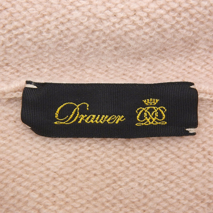 極美品▲DRAWER ドゥロワー 6518-199-0439 12G ウール カシミヤ ロゴ刺繡 フーデット ノースリーブ ニットベスト 正規品 レディース