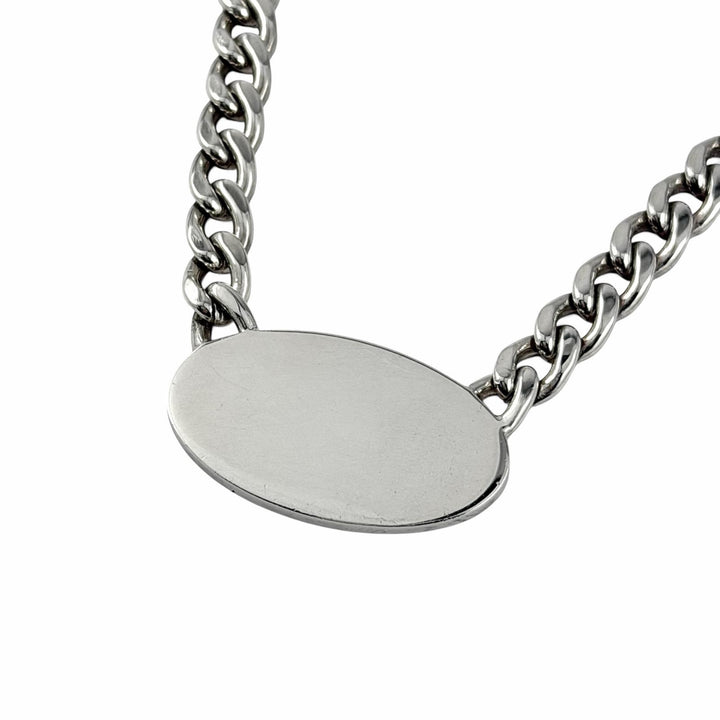 良品▼GUCCI グッチ 797142 トレードマーク オーバルプレート チェーン AG925 ネックレス シルバー イタリア製 重量47.56g メンズ