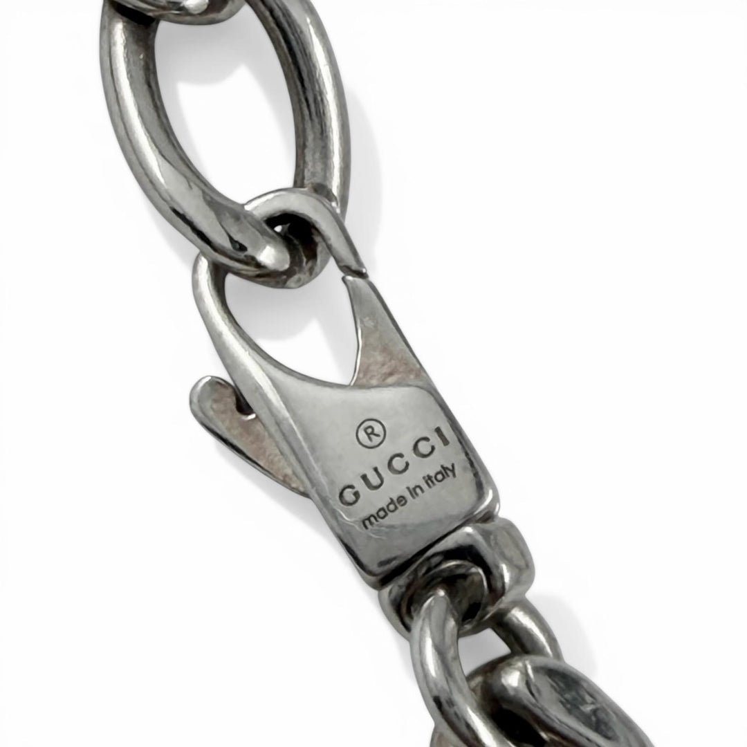 良品▼GUCCI グッチ 797142 トレードマーク オーバルプレート チェーン AG925 ネックレス シルバー イタリア製 重量47.56g メンズ
