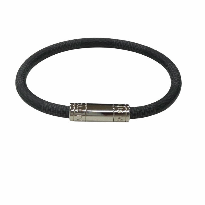 美品▼LOUIS VUITTON ルイヴィトン M6609E ダミエグラフィット ブラスレ キープイット バングル ブレスレット ブラック シルバー メンズ