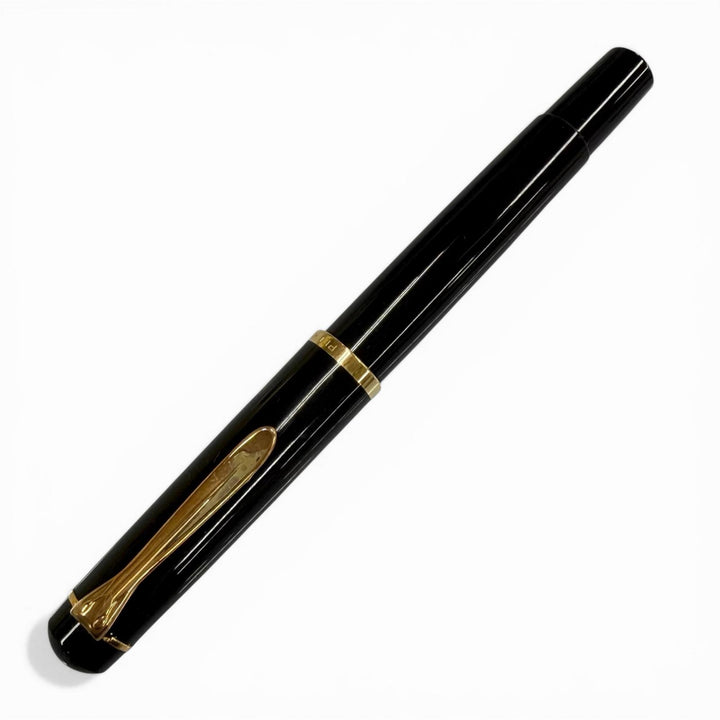 極美品▼PERIKAN ペリカン クラシック Fニブ インクセット 万年筆 ブラック ゴールド ドイツ製 メンズ 箱付き