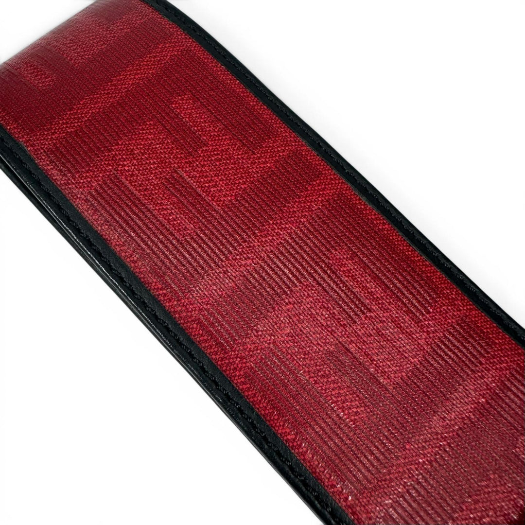 極美品▲FENDI フェンディ ズッカ柄 ラバー使い レザー キーホルダー チャーム ストラップ レッド ブラック イタリア製 レディース