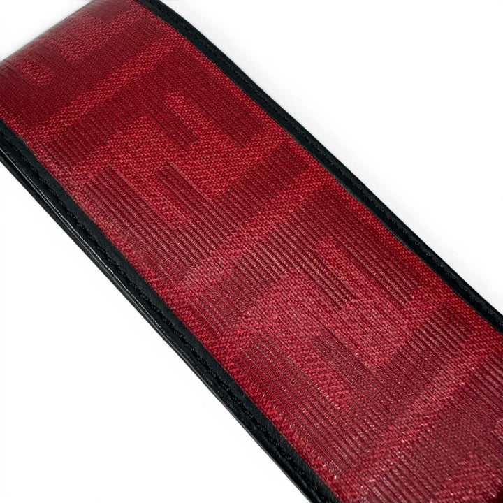 極美品▲FENDI フェンディ ズッカ柄 ラバー使い レザー キーホルダー チャーム ストラップ レッド ブラック イタリア製 レディース