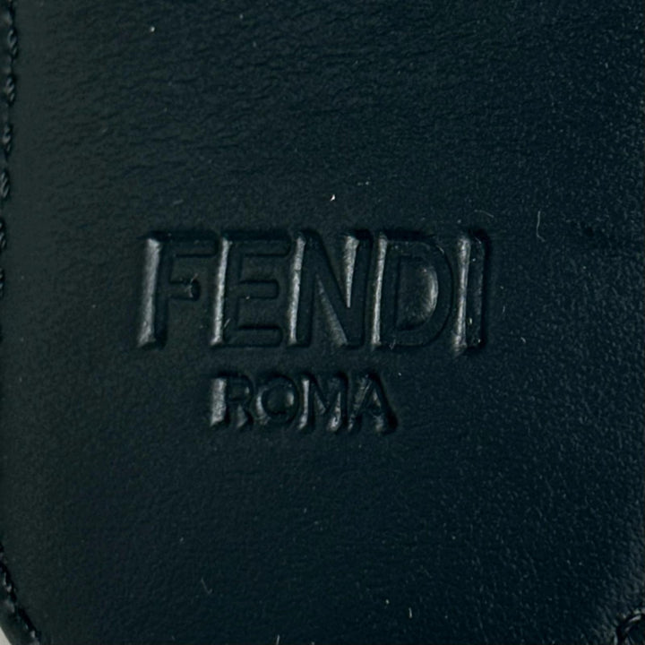 極美品▲FENDI フェンディ ズッカ柄 ラバー使い レザー キーホルダー チャーム ストラップ レッド ブラック イタリア製 レディース