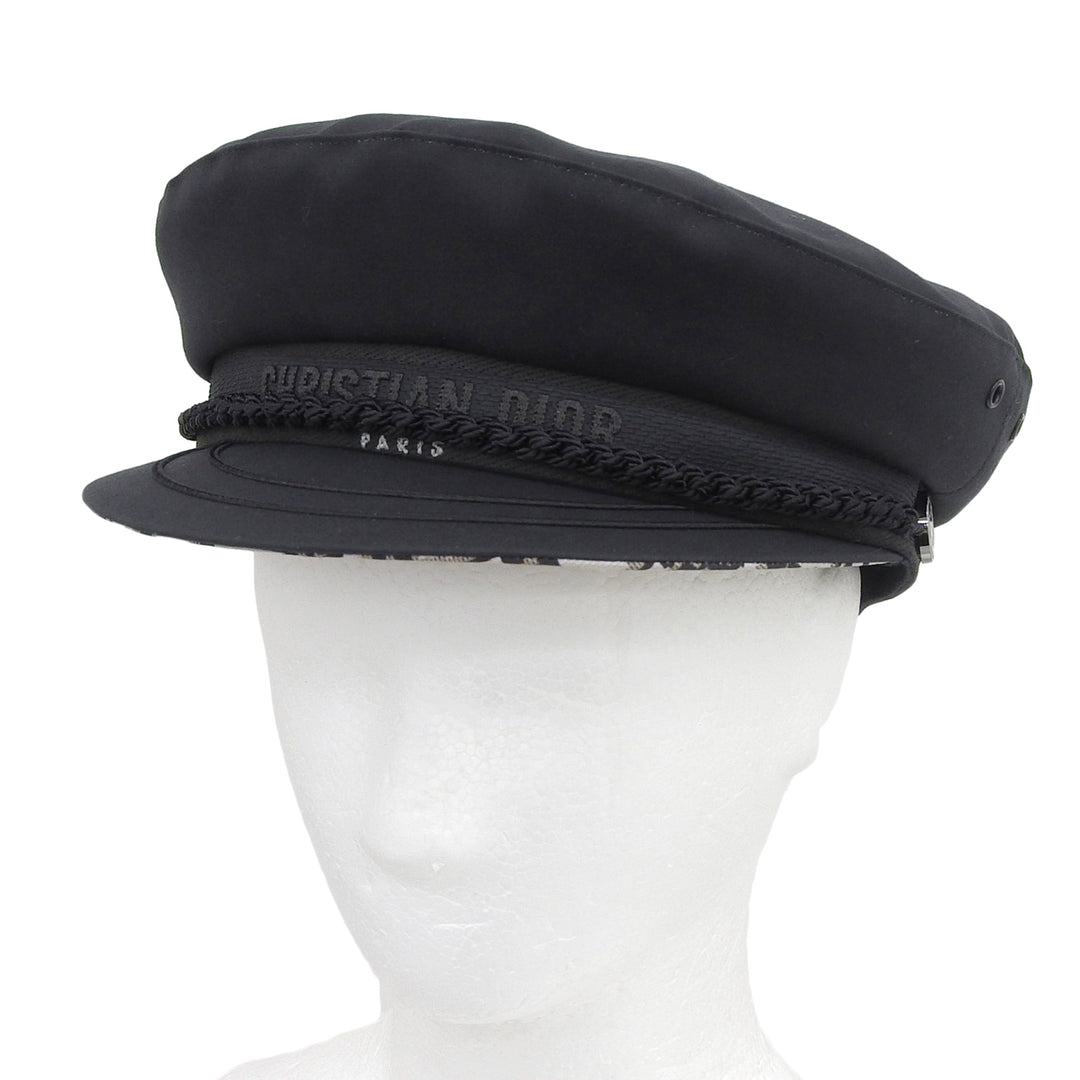 極美品▲Christian Dior クリスチャンディオール 35DTR920G130 裏地オブリーク スターロゴ金具付き キャスケット 帽子 黒 59 伊製 正規品