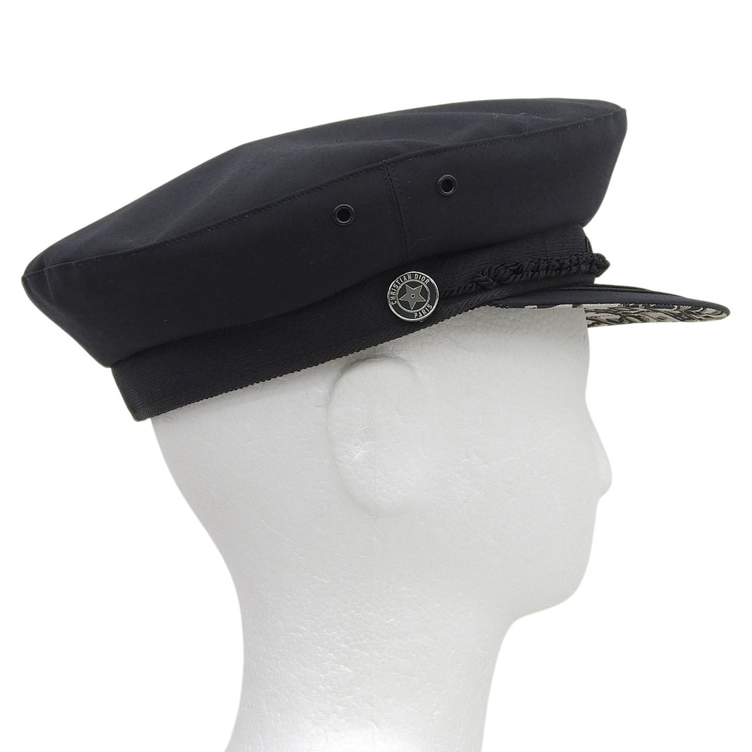 極美品▲Christian Dior クリスチャンディオール 35DTR920G130 裏地オブリーク スターロゴ金具付き キャスケット 帽子 黒 59 伊製 正規品