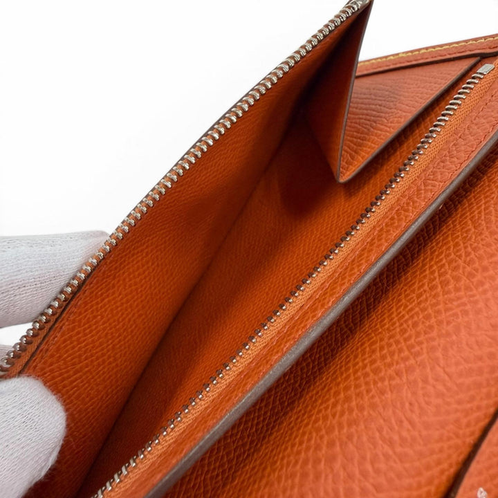 美品◇HERMES エルメス ベアンスフレ ヴェルソ ヴォーエプソン ライム テールバテュー バイカラー シルバー金具 長財布 Z刻印 フランス製