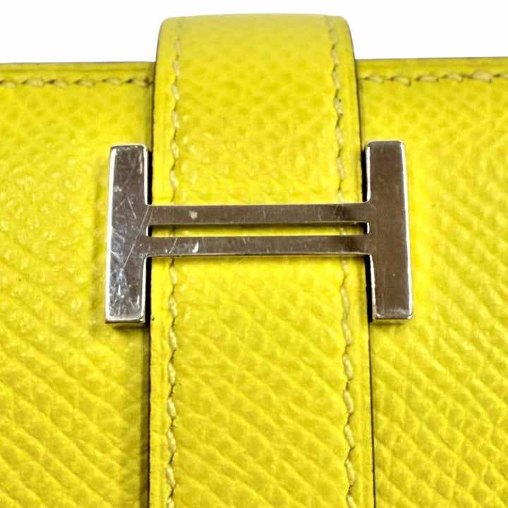 美品◇HERMES エルメス ベアンスフレ ヴェルソ ヴォーエプソン ライム テールバテュー バイカラー シルバー金具 長財布 Z刻印 フランス製