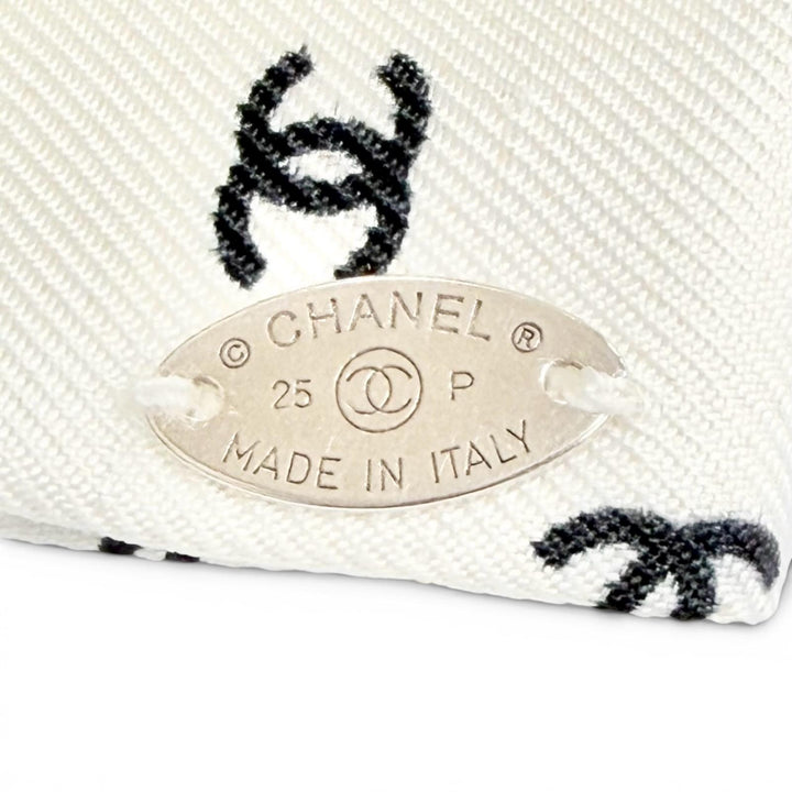 極美品△CHANEL シャネル 25SS 25P AAA821 ミニココマーク柄 リボン バレッタ ヘアアクセサリー 髪留め ホワイト ブラック レディース