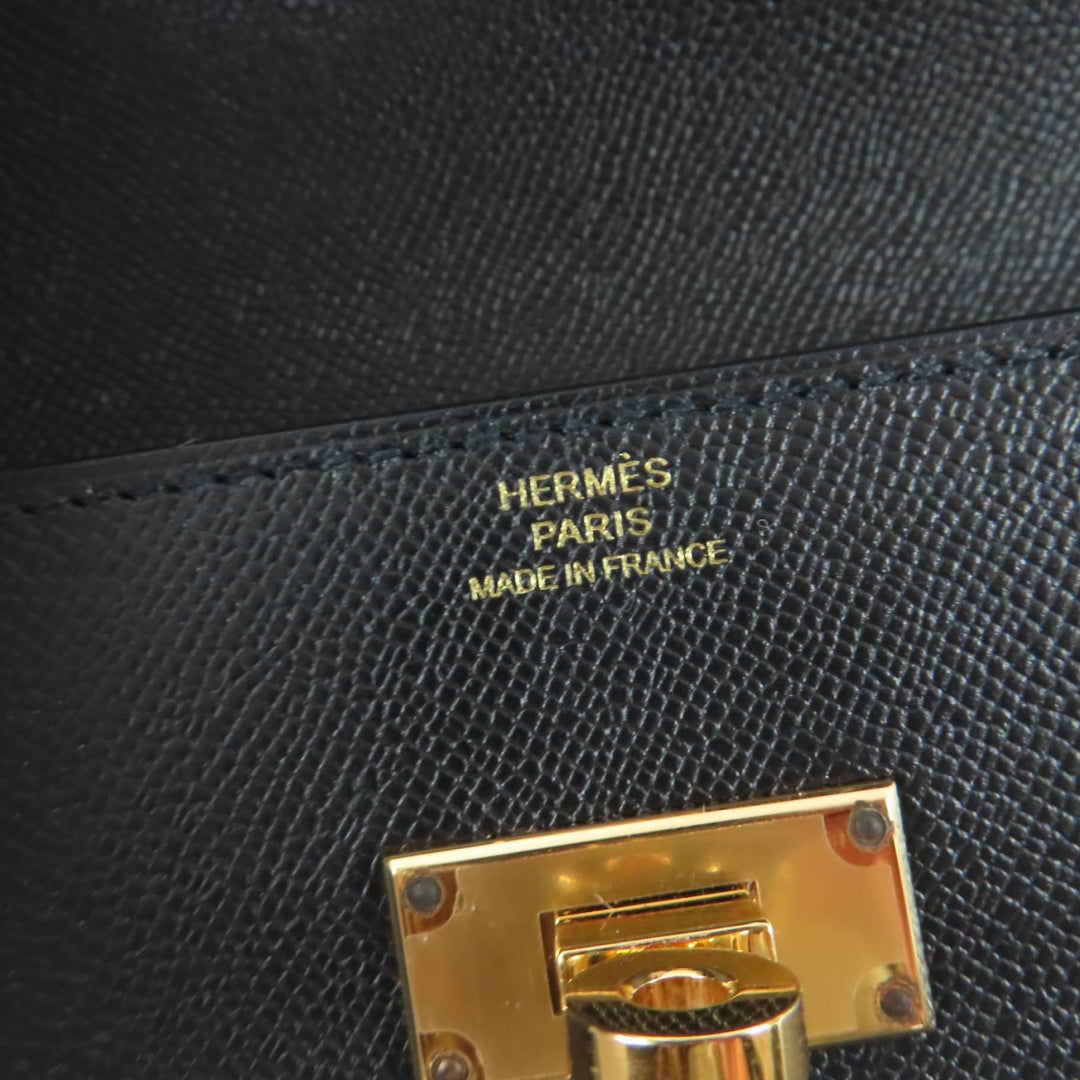 極美品☆HERMES エルメス ケリー・ポケット ロング ヴォーエプソン ゴールド金具 長財布 ブラック W刻印 フランス製 箱・保存袋付き