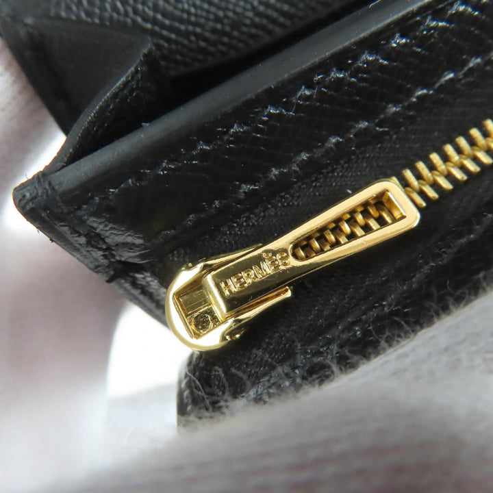 極美品☆HERMES エルメス ケリー・ポケット ロング ヴォーエプソン ゴールド金具 長財布 ブラック W刻印 フランス製 箱・保存袋付き