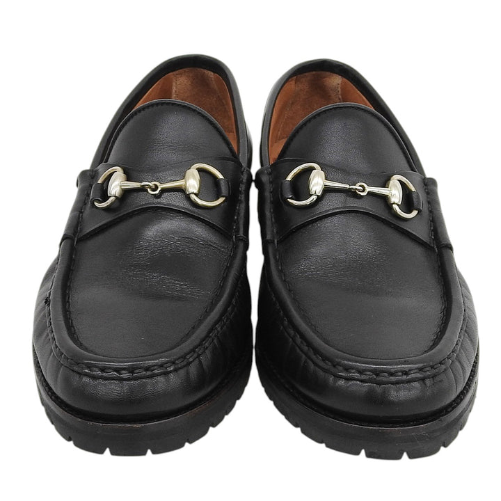 【ドンドン見直し】美品▲GUCCI グッチ ホースビット ラグソール レザー ローファー ブラック ゴールド金具 37 イタリア製 レディース