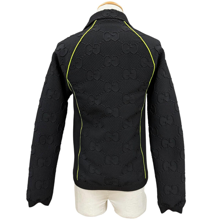 極美品▼GUCCI グッチ 724491 GGストレッチ ネオプレン ジップアップ ジャージ ジャケット ブラック イエロー S 正規品 メンズ